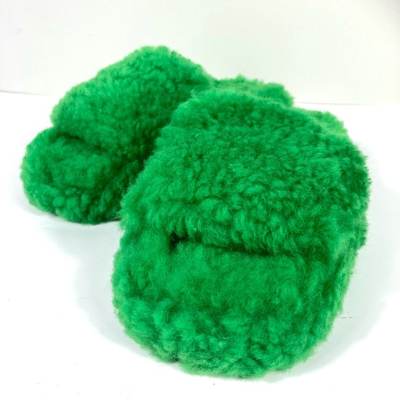 Bottega Veneta Genuine Shearling Slide Sandal Green Size 39 EU - Picture 16 of 17